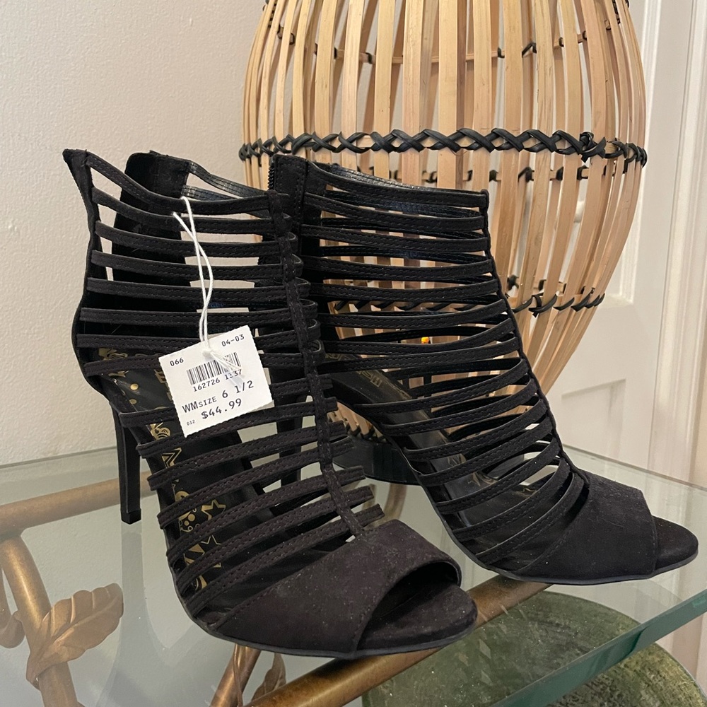 Black Strappy Heels - Size 6.5